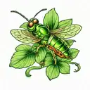 grasshopper on leaf clover tattoo design idea