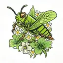 grasshopper on leaf clover tattoo design idea