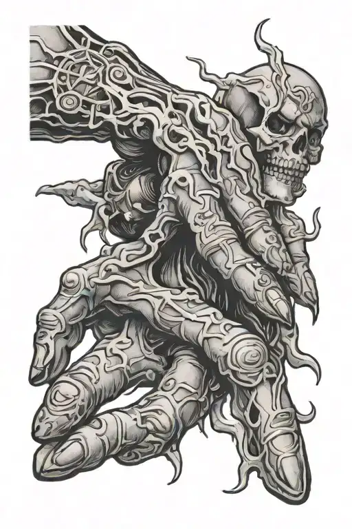 Death hand reaching tattoo design idea