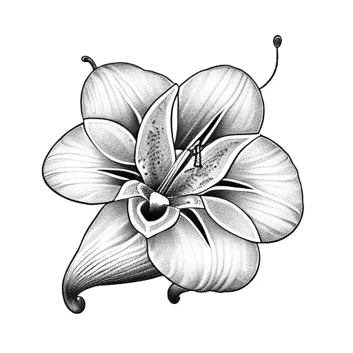 Butterfly and Easter lily tattoo design idea