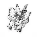 Butterfly with Easter lily tattoo design idea