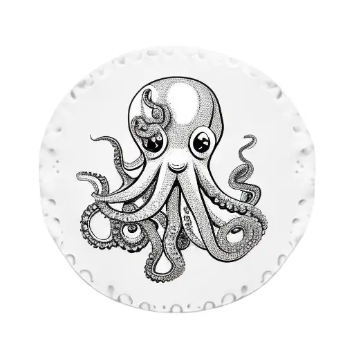 Octopus on the pizza pie holding a beer keg tattoo design idea