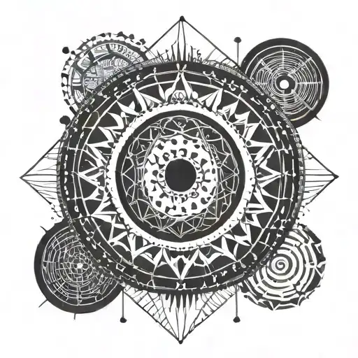 small Black tatto with circle straight lines and dots  tattoo design idea