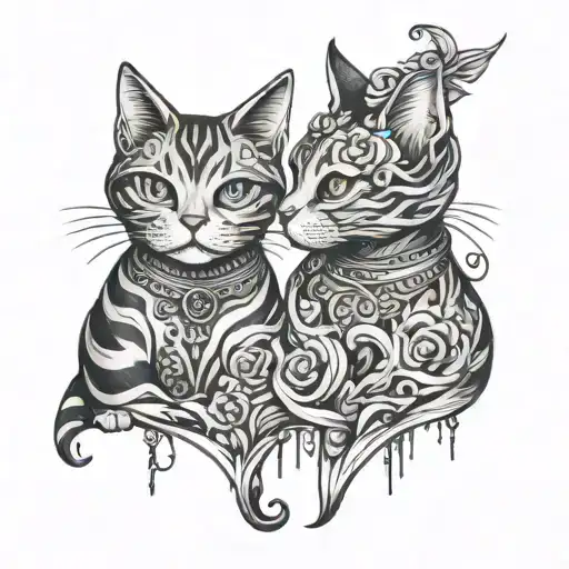 couple tattoo for husband and wife cat tattoo design idea