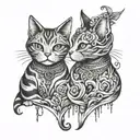 couple tattoo for husband and wife cat tattoo design idea