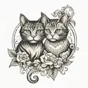 couple tattoo for husband and wife cat tattoo design idea