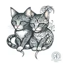 couple tattoo for husband and wife cat tattoo design idea