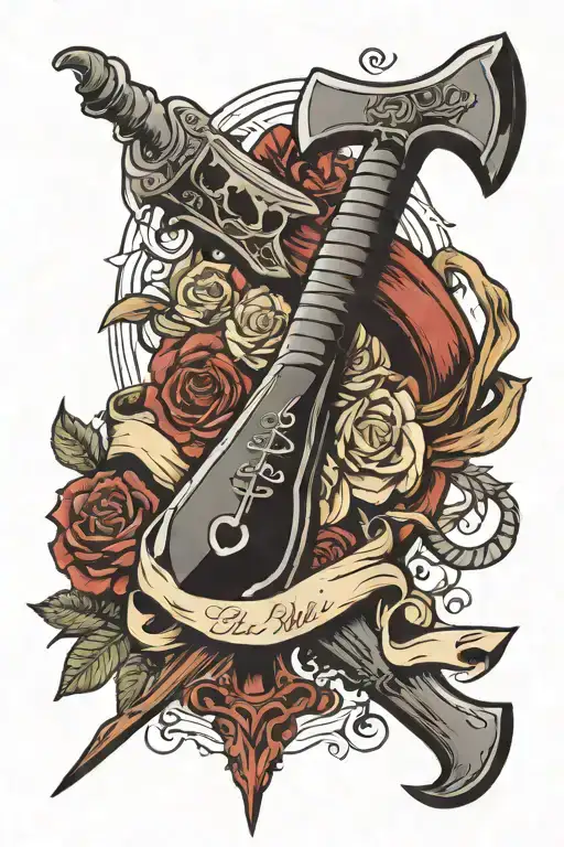 axe with script bible verse Ecclesiastes 10:10 tattoo design idea