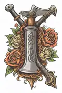 axe with script bible verse Ecclesiastes 10:10 tattoo design idea