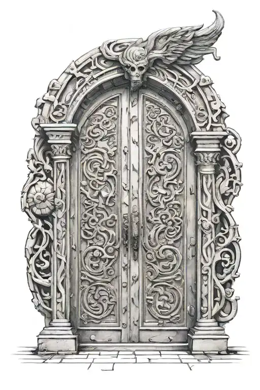 gates of valhalla doors tattoo design idea