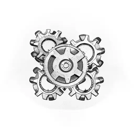 Triathlon-themed mechanical gears tattoo design idea