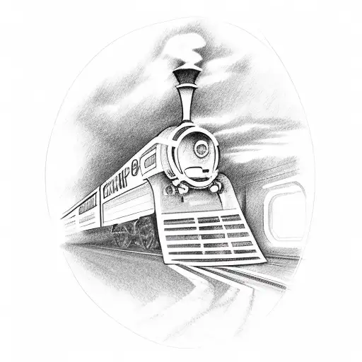 train with CN written on the front tattoo design idea