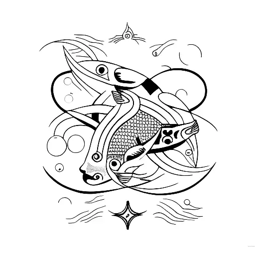 pisces taurus tattoo design idea