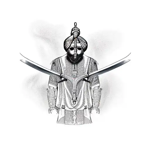 sword with punjabi culture tattoo design idea