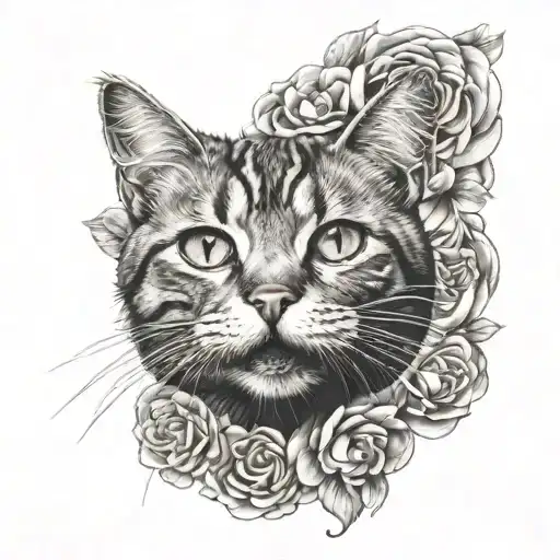 cat pet portrait tattoo tattoo design idea