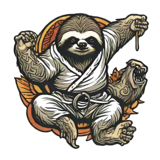 sloth jiu jitsu slow your roll tattoo design idea