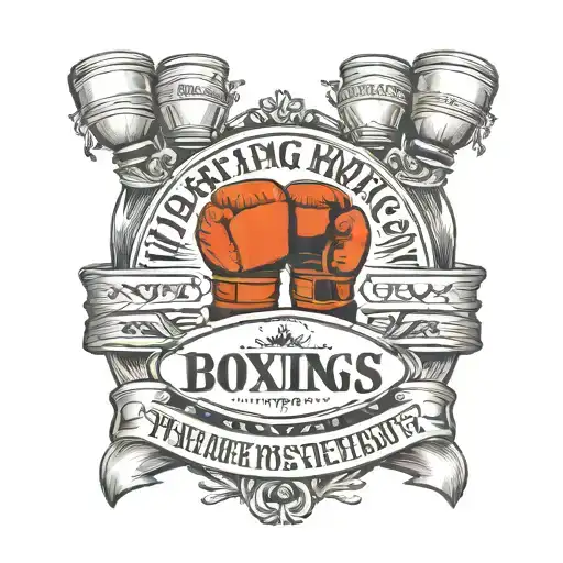 A traditional style tattoo of a boxing ring with the boxer's name in old English font tattoo design idea