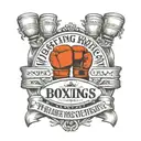 A traditional style tattoo of a boxing ring with the boxer's name in old English font tattoo design idea