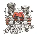 A traditional style tattoo of a boxing ring with the boxer's name in old English font tattoo design idea