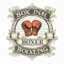 A traditional style tattoo of a boxing ring with the boxer's name in old English font tattoo design idea