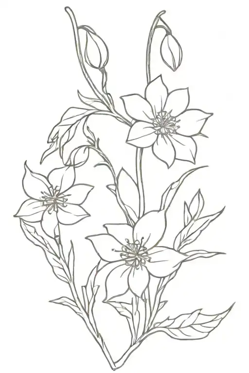 snow drop flower, daisy, poppy, holly berry flower intertwined tattoo design idea