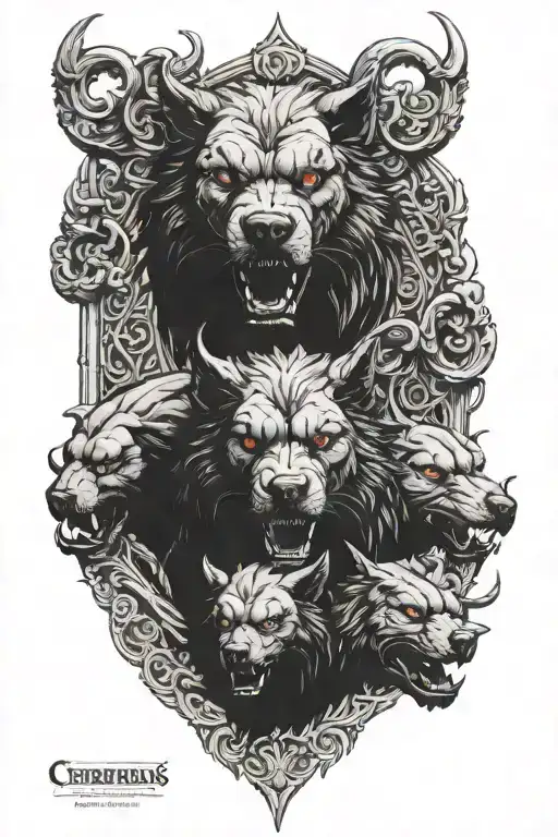 Cerberus guarding the gates tattoo design idea