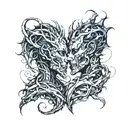 human male and female lovers intertwined with dragon heads on human bodies wrapped tattoo design idea