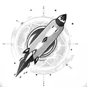 rocket ship tattoo design idea