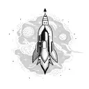 rocket ship tattoo design idea