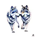 two wolves fighting in a burning Forrest tattoo design idea