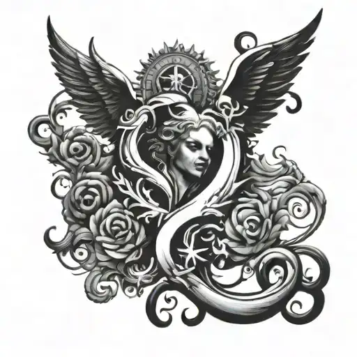 angel & devil semicolon tattoo tattoo design idea