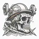 skull lineman working tattoo design idea