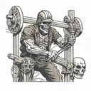 skull lineman working tattoo design idea