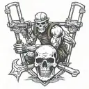 skull lineman working tattoo design idea