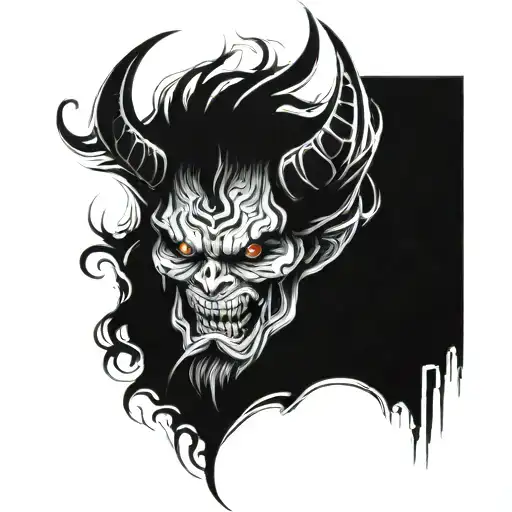 demon and smoke tattoo design idea