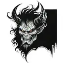 demon and smoke tattoo design idea