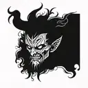 demon and smoke tattoo design idea