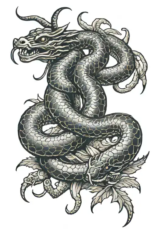 scorpion and snake intertwined tattoo design idea