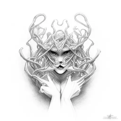 devel and angle entangled in lust  tattoo design idea