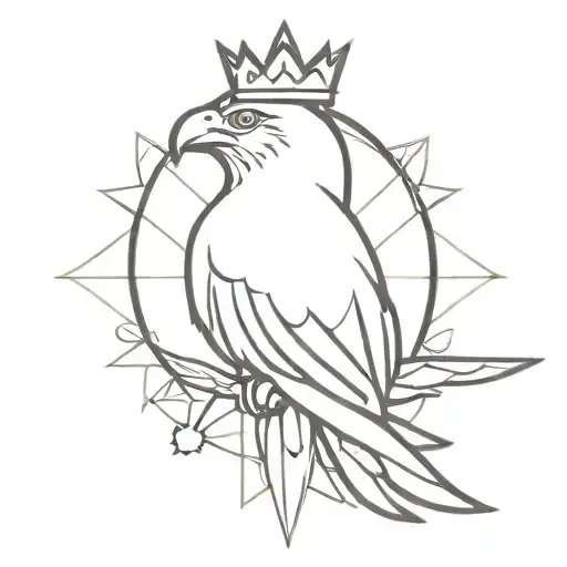 hawk crown cross tattoo design idea
