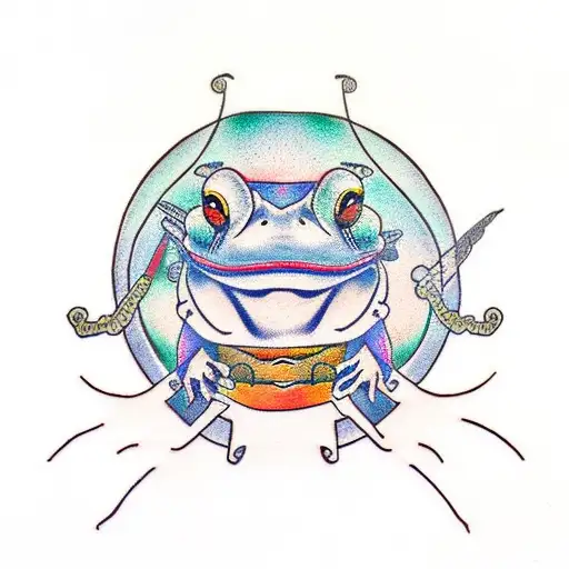 samurai frog tattoo design idea