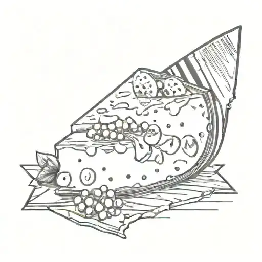 A sketch tattoo of a cheese wedge with film strips wrapped around it, symbolizing your passion for cheesemaking and movies tattoo design idea