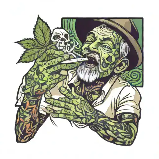 man smoking weed tattoo design idea
