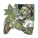 man smoking weed tattoo design idea