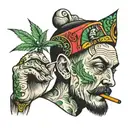 man smoking weed tattoo design idea