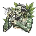 man smoking weed tattoo design idea