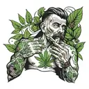 man smoking weed tattoo design idea