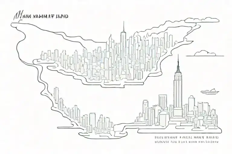 Manhattan Island shape outline tattoo design idea