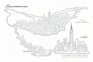 Manhattan Island shape outline tattoo design idea