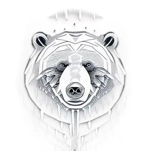 a bear with ice with rain tattoo design idea